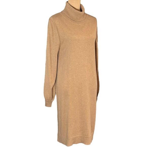 Margaret O'Leary Sweater Dress Sz.M Camel Cashmere Blend Staple Quiet Luxury - Picture 4 of 11